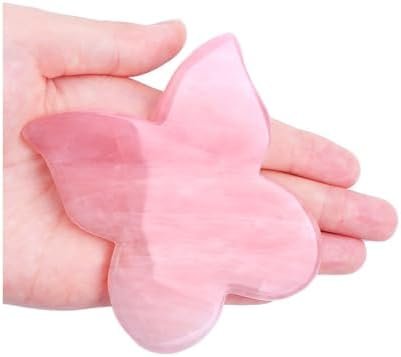 Natural Rose Quartz Jade Gua Sha Butterfly Scraping Massage Tool Genuine Rose Quartz Healing Gemstone for Facial Lifting and Tightening Massage Anti-Wrinkles Anti-Aging Beauty & Personal Care