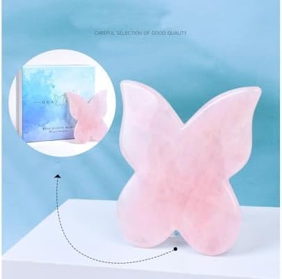 Natural Rose Quartz Jade Gua Sha Butterfly Scraping Massage Tool Genuine Rose Quartz Healing Gemstone for Facial Lifting and Tightening Massage Anti-Wrinkles Anti-Aging Beauty & Personal Care - Image 9
