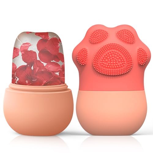 Ice Face Roller, Ice Mold for Face and Eyes,De-Puff Eye Bags,Reduce Migraine Pain,Reusable Massage Silicone Ice Mold Skin Care Tools(Pink) Beauty & Personal Care