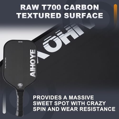 Aihoye PRO Pickleball Paddles- Raw T700 Carbon Fiber Textured Surface (CFS) with High Grit & Spin, Pickleball Paddles Set of 2 with 16MM Polypropylene Honeycomb Core, USAPA Approved Sports & Outdoors - Image 2