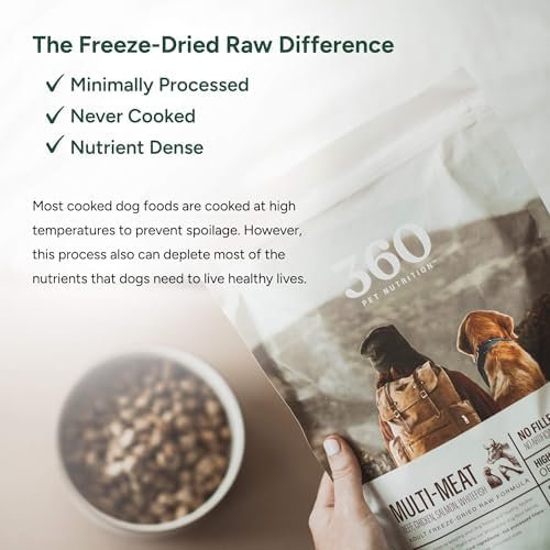 360 Pet Nutrition Freeze Dried Raw Complete Meal for Adult Dogs, High Protein, Omega 3's, No Fillers, Made in The USA, 16 Ounce (Multi Meat) Pet Supplies - Image 2