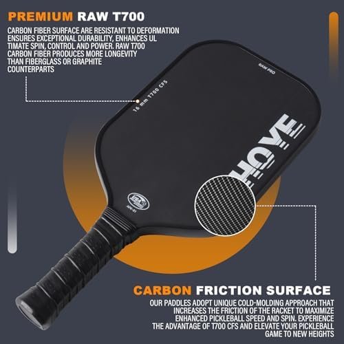 Aihoye PRO Pickleball Paddles- Raw T700 Carbon Fiber Textured Surface (CFS) with High Grit & Spin, Pickleball Paddles Set of 2 with 16MM Polypropylene Honeycomb Core, USAPA Approved Sports & Outdoors - Image 3