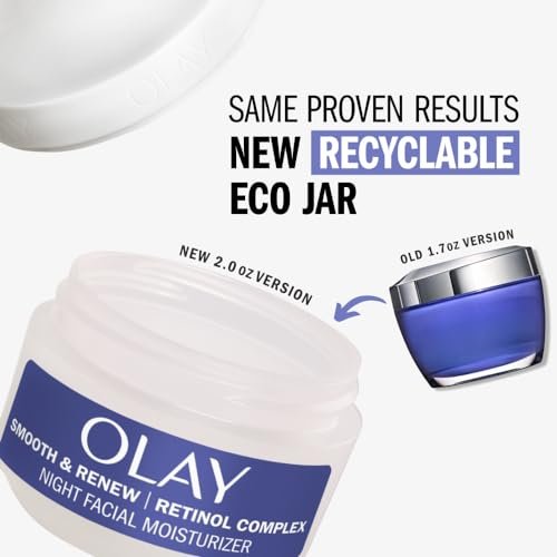 Olay Smooth & Renew Retinol Face Moisturizer, 2 oz Fragrance Free Night Cream for Fine Lines and Wrinkles with Retinoid Complex, Recyclable Eco Jar Packaging, Value Size Beauty & Personal Care - Image 3