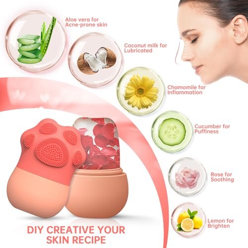 Ice Face Roller, Ice Mold for Face and Eyes,De-Puff Eye Bags,Reduce Migraine Pain,Reusable Massage Silicone Ice Mold Skin Care Tools(Pink) Beauty & Personal Care - Image 5