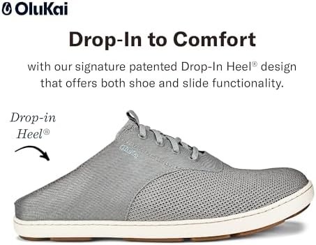 | OLUKAI Nohea Moku Men's Boat Shoes, No Tie Laces & Stretch Construction, Breathable Mesh & All Weather Rubber Soles, Sharkskin/Sharkskin, 11 | Fashion Sneakers - Image 4
