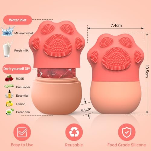 Ice Face Roller, Ice Mold for Face and Eyes,De-Puff Eye Bags,Reduce Migraine Pain,Reusable Massage Silicone Ice Mold Skin Care Tools(Pink) Beauty & Personal Care - Image 4