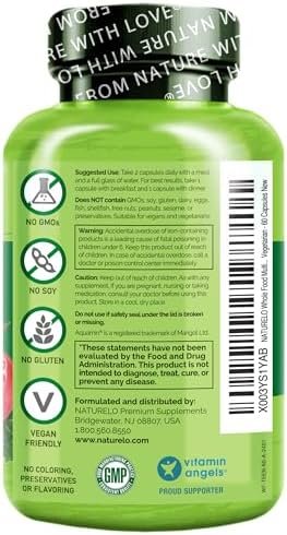 NATURELO Whole Food Multivitamin for Teens - Vitamins and Minerals for Teenage Boys and Girls - Supplement for Active Kids - with Organic Whole Foods - Non-GMO - Vegan & Vegetarian - 60 Capsules Health & Household - Image 2