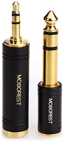 MOBOREST 3.5mm M to 6.35mm F Stereo Pure Copper Adapter, 1/8 Inch Plug Male to 1/4 Inch Jack Female Adapter, Can be Used Conversion Headphone adapte, amp adapte, Black Fashion 2-Pack Electronics