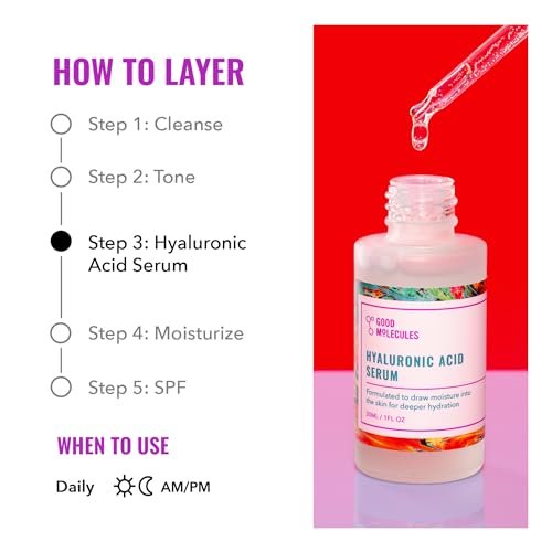 Good Molecules Hyaluronic Acid Serum - Hydrating, Non-greasy formula to Moisturize, Plump - 1% HA, Anti-aging, Water-Based Skincare for Face Beauty & Personal Care - Image 4