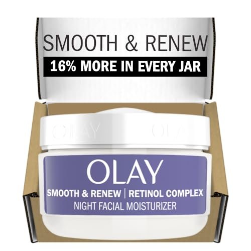 Olay Smooth & Renew Retinol Face Moisturizer, 2 oz Fragrance Free Night Cream for Fine Lines and Wrinkles with Retinoid Complex, Recyclable Eco Jar Packaging, Value Size Beauty & Personal Care