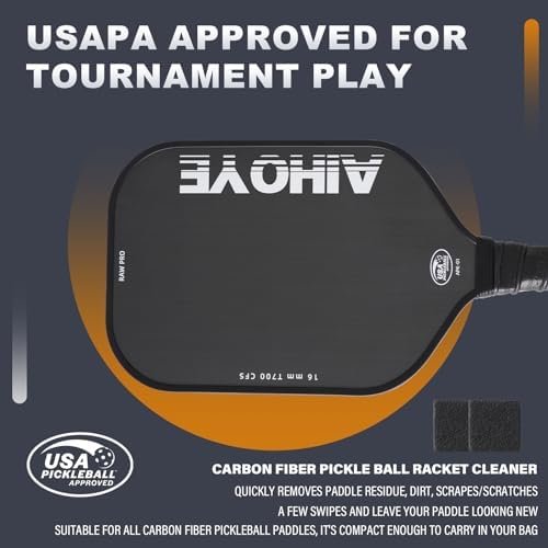 Aihoye PRO Pickleball Paddles- Raw T700 Carbon Fiber Textured Surface (CFS) with High Grit & Spin, Pickleball Paddles Set of 2 with 16MM Polypropylene Honeycomb Core, USAPA Approved Sports & Outdoors - Image 7