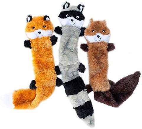 ZippyPaws Skinny Peltz - Fox, Raccoon, & Squirrel - No Stuffing Squeaky Dog Toys, Unstuffed Chew Toy for Small & Medium Breeds, Bulk Multi-Pack of 3 Soft Plush Toys, Flat No Stuffing Puppy Toys - 18" Pet Supplies - Image 3