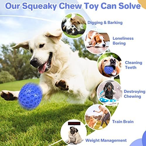 DISSKNIC Indestructible Squeaky Dog Ball, Relieves Anxiety, Cleans Teeth, Interactive Chew Toy for Aggressive Chewers, Dog Toy for Large Breeds, Outdoor Waterproof Pet Supplies - Image 5