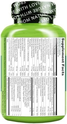 NATURELO Whole Food Multivitamin for Teens - Vitamins and Minerals for Teenage Boys and Girls - Supplement for Active Kids - with Organic Whole Foods - Non-GMO - Vegan & Vegetarian - 60 Capsules Health & Household - Image 3