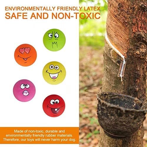 Pet Supplies N-S Dog Toy,Squeaky Dog Toys Chewing Durable Teething Latex Rubber Soft Interactive Fetch Play Dog Balls with Funny Face for Puppy Small Medium Pet Dog (5PCS), 2.16x2.16x1.18 Inch - Image 2