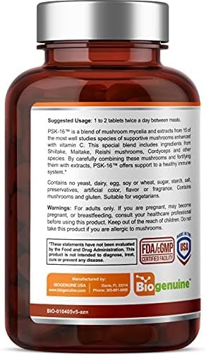 PSK-16 Mushroom Supplement Capsules 1070 mg 120 Tablets - 15 Multi Mushroom Blend Pills Including Shitake, Reishi, Maitake, Turkey Tail - Mushroom Immune Complex with Vitamin C Health & Household - Image 2