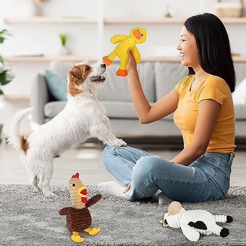 Pet Supplies PrimePets Dog Toys, 5 Pack, Plush Dog Squeaky Toys, Assortment Value Bundle Animal Pet Toy for Small Medium Large Dogs, Stuffed Puppy Chew Toy, Cute Dog Gift Toys - Image 8