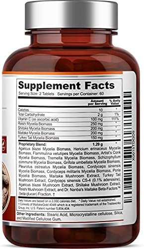 PSK-16 Mushroom Supplement Capsules 1070 mg 120 Tablets - 15 Multi Mushroom Blend Pills Including Shitake, Reishi, Maitake, Turkey Tail - Mushroom Immune Complex with Vitamin C Health & Household - Image 3