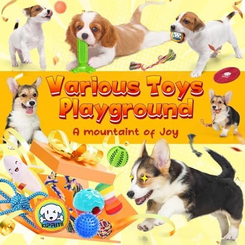 Pet Supplies KIPRITII 25 Pack Various Puppy Dog Toys for Teething, Entertainment & Interaction, Puppy Chew Toys Pack with Rope Toys, Treat Balls and Dog Squeaky Toys for Puppy & Small Dogs - Image 6
