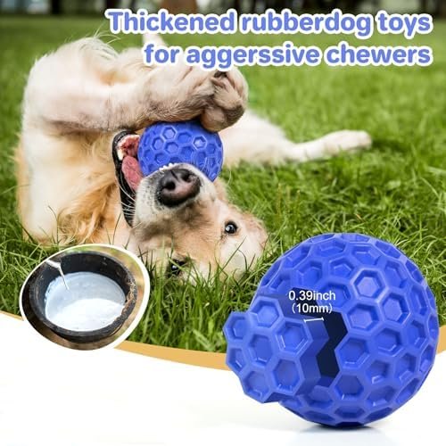 DISSKNIC Indestructible Squeaky Dog Ball, Relieves Anxiety, Cleans Teeth, Interactive Chew Toy for Aggressive Chewers, Dog Toy for Large Breeds, Outdoor Waterproof Pet Supplies - Image 3
