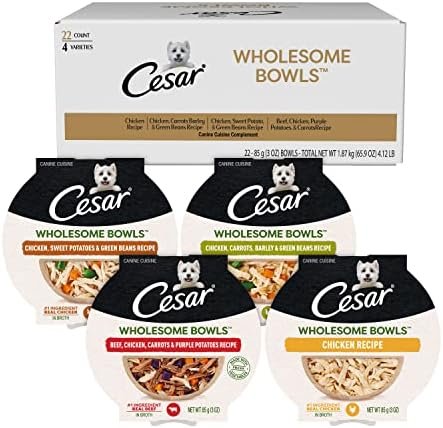 CESAR WHOLESOME BOWLS Adult Soft Wet Dog Food Variety Pack, (22) 3 oz. Bowls Pet Supplies