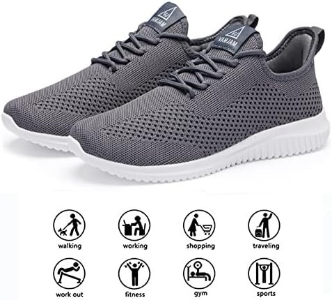 | VAMJAM Men's Running Shoes Ultra Lightweight Breathable Walking Shoes Non Slip Athletic Fashion Sneakers Mesh Workout Casual Sports Shoes Grey Size 10 | Walking - Image 4