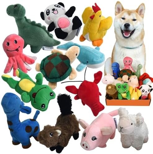 Pet Supplies LEGEND SANDY Squeaky Plush Dog Toy Pack for Puppy, Small Stuffed Puppy Chew Toys 12 Dog Toys Bulk with Squeakers, Cute Soft Pet Toy for Small Medium Size Dogs