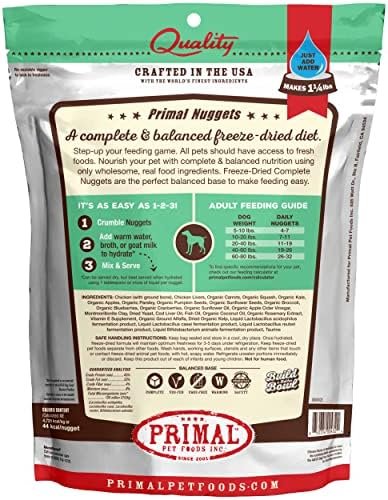 Primal Freeze Dried Dog Food Nuggets, Chicken; Complete Balanced Meal, Topper or Treat; Premium, Healthy, Grain Free, High Protein Raw Dog Food, 14 oz Pet Supplies - Image 9