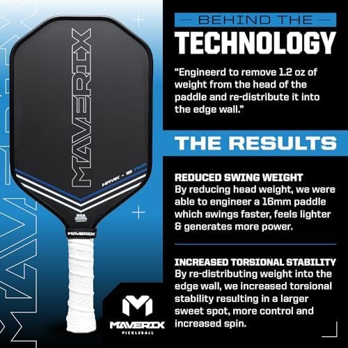 Maverix Havik -16 Professional Carbon Fiber Pickleball Paddle | Ultimate Power, Spin, and Control | Raw Carbon Fiber Design with Cover | Sports & Outdoors - Image 3