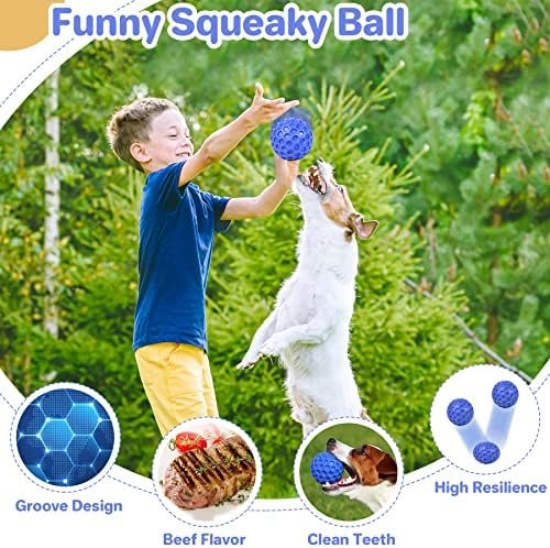 DISSKNIC Indestructible Squeaky Dog Ball, Relieves Anxiety, Cleans Teeth, Interactive Chew Toy for Aggressive Chewers, Dog Toy for Large Breeds, Outdoor Waterproof Pet Supplies - Image 4