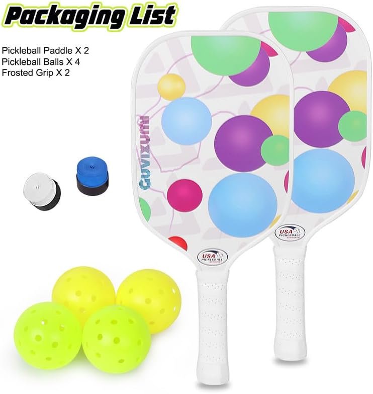 Guvixumi Pickleball Paddles Set of 2,Carbon Fiber Pickleball Paddles,Pickleball Rackets with Ergonomic Cushion Grip,Pickle Ball Paddle Set for Men and Women Sports & Outdoors - Image 7
