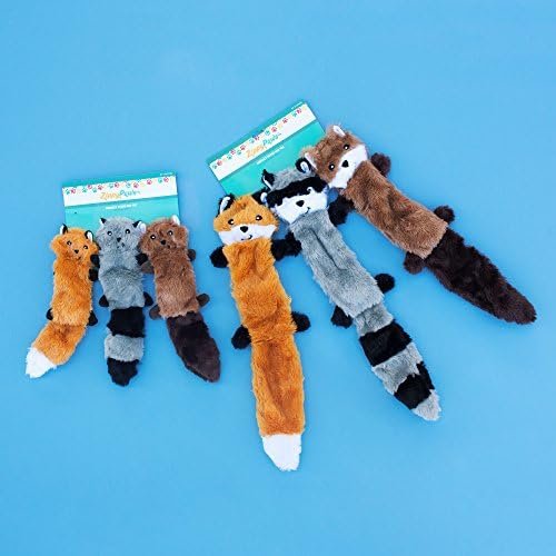 ZippyPaws Skinny Peltz - Fox, Raccoon, & Squirrel - No Stuffing Squeaky Dog Toys, Unstuffed Chew Toy for Small & Medium Breeds, Bulk Multi-Pack of 3 Soft Plush Toys, Flat No Stuffing Puppy Toys - 18" Pet Supplies - Image 5