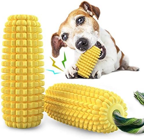 Pet Supplies Carllg Dog Chew Toys for Aggressive Chewers, Indestructible Tough Durable Squeaky Interactive Dog Toys, Puppy Teeth Chew Corn Stick Toy for Small Meduium Large Breed