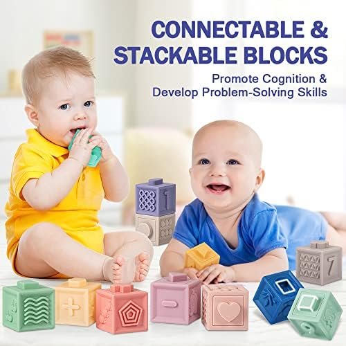 Jyusmile Baby Toys 6-12 Months, Montessori Toys for Babies 6-12 Months, Incl Stacking Building Blocks & Soft Infant Teething Toys & Sensory Balls for Toddlers 0-3-6-9-12 Months Toys & Games - Image 4