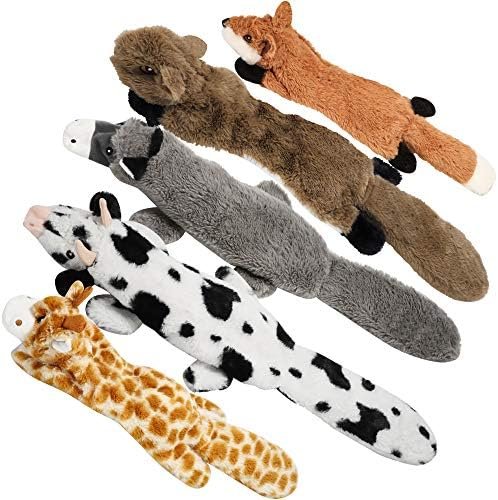 Pet Supplies Nocciola Dog Squeaky Toys, 5 PCS Crinkle Plush Dog Toys, No Stuffing Dog Toys for Small Medium Large Dogs, Stuffless Puppy Toys for Boredom