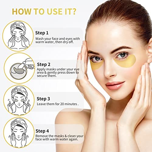 NAZANO Under Eye Patches - 60 Pcs - 24K Gold Eye Mask- Puffy Eyes & Dark Circles Treatments,Reduce Under Eye Bags and Smooth Wrinkles,Eye Skin Care Pads With Collagen,Hyaluronic Acid & Castor Oil Everything Else - Image 5