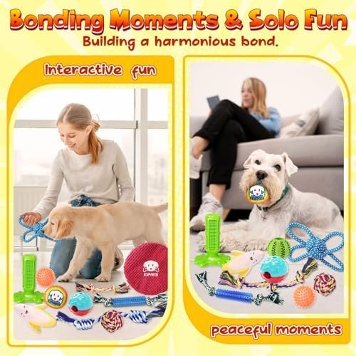 Pet Supplies KIPRITII 25 Pack Various Puppy Dog Toys for Teething, Entertainment & Interaction, Puppy Chew Toys Pack with Rope Toys, Treat Balls and Dog Squeaky Toys for Puppy & Small Dogs - Image 4