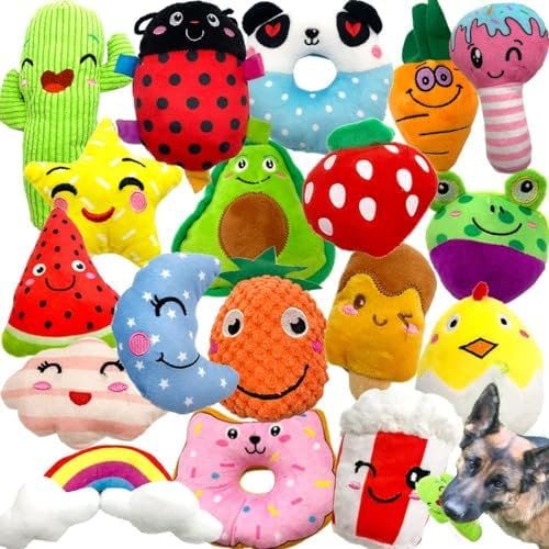 Pet Supplies Jalousie 18 Pack Dog Squeaky Toys Cute Stuffed Pet Plush toys Puppy Chew Toys for Small Medium Dog Puppy Pets - Bulk Dog Squeaky Toys