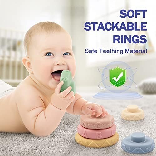 Jyusmile Baby Toys 6-12 Months, Montessori Toys for Babies 6-12 Months, Incl Stacking Building Blocks & Soft Infant Teething Toys & Sensory Balls for Toddlers 0-3-6-9-12 Months Toys & Games - Image 5