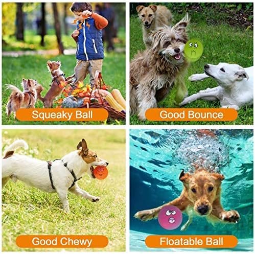 Pet Supplies N-S Dog Toy,Squeaky Dog Toys Chewing Durable Teething Latex Rubber Soft Interactive Fetch Play Dog Balls with Funny Face for Puppy Small Medium Pet Dog (5PCS), 2.16x2.16x1.18 Inch - Image 3